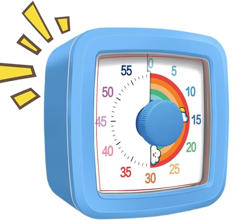 zjhukfmc Minuteur visuel pour Enfant,9,5x9,5cm 60 Minutes Minuteur Visuel,ABS Compte à Rebours Silencieux,Mécanisme sans tic-tac,pour Bureau Réunion Lecture Maison Cuisine