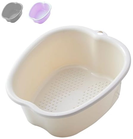 AXLOFO® Foot Soak Bowl, Foot Bath with Massager, Multi-Coloured Pedicure Bowl, Footspa for Women and Men, Foot Soak Bowl (White)