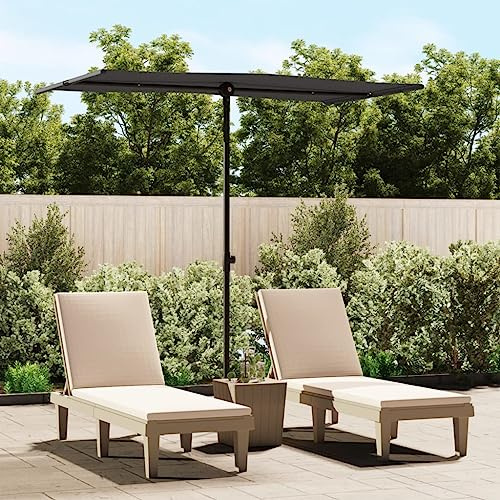 Holamys Parasol rectangulaire - 2 x 1,5 m - Noir - Mât en aluminium - Protection UV - Réglable en hauteur - Pivotant à 180° - Pour jardin, terrasse, piscine