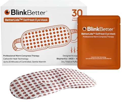 BetterLids Self-Heating Eye Mask - 30 Pack for Blepharitis, MGD, Styes & Puffy Eyes | Warm Compress Therapy | 20 Minutes Heat | No Microwave | Professional Eye Care