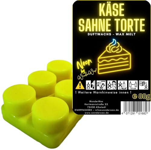 WonderWax Neon Duftriegel 6 x Duftwachs Kreise Wachsmelt Duftwachs Raumduft für Duftlampen Soja Wachs Melts Duftmelt Aroma Wellnes Kerzen Wärmer Wax Tarts Käse Sahne Torte