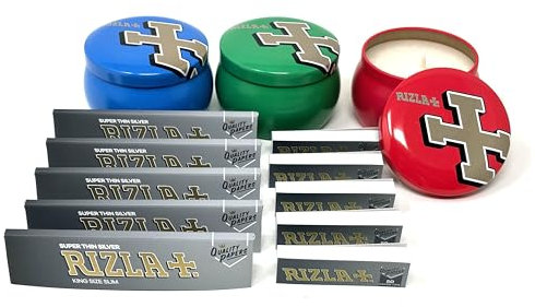 Rizla King Size Silver Pack of 5 and 5 Rizla Paper Tips/Roaches