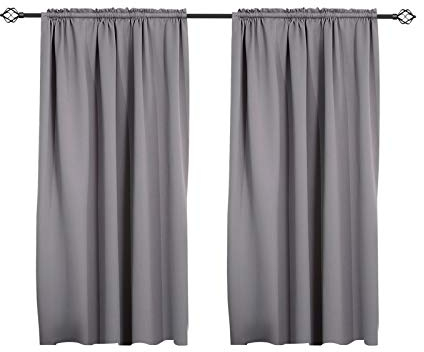 WOLTU 2er Set Gardinen, Verdunklungsvorhänge Blickdicht, Kräusebänder für Schiene, 250 g/m² Schwere Thermovorhänge kälteschutz lichtdicht, für Wohnzimmer Kinderzimmer, 117 x 138 cm, Dunkelgrau