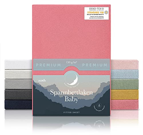Laleni Premium Spannbettlaken 70x140x15 cm Babybett 3er Set | Oeko-TEX zertifiziertes Bettlaken 70x140 Kinderbett | Kinderbettwäsche 70x140 100% Baumwolle | Spannbettlaken 70x140 cm Baby in Koralle