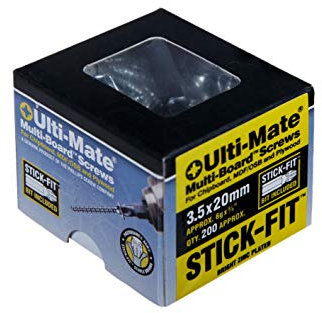 Ulti-Mate MB35020 Boîte de 200 panneaux multi-panneaux 3,5 x 20 mm Zinc brillant Argenté