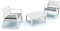 Dmora - Outdoor-Lounge-Set Benevento, Gartenkomposition mit 2 Sesseln und 1 Couchtisch, Lounge für drinnen und draußen mit Kissen, 100 % Made in Italy, Weiß