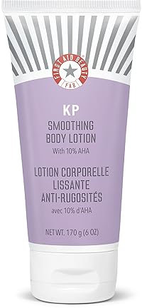 First Aid Beauty - KP Smoothing Body Lotion with 10% AHA, Chemically Exfoliates & Moisturises with Urea, Colloidal Oatmeal & Ceramides, Deep Hydration & Helps Reduce Keratosis Pilaris Bumps, 170g