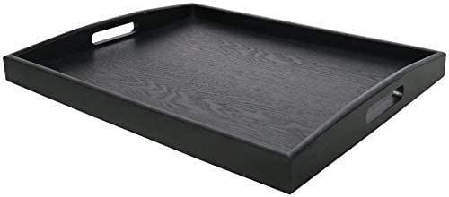 Dudoplatz Bandeja Rectangular de Madera con Mango Grande de Madera Negra