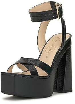 Jessica Simpson Damen Beasley Plateausandale Sandale mit Absatz, Schwarz, 39 EU