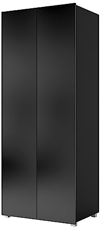 Lomadox Kleiderschrank Drehtürenschrank in schwarz Hochglanz, B/H/T ca. 80/200/52 cm