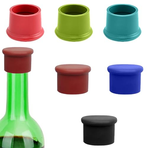 6Pcs Seal Wine Bottle Stoppers Multicolor Wine Bottle Caps for Wine Lovers or Wine Cellars Use at Home Outdoor Activities Parties Picnics Camping Adapted for Wine Beer Champagne and Soda Bottles