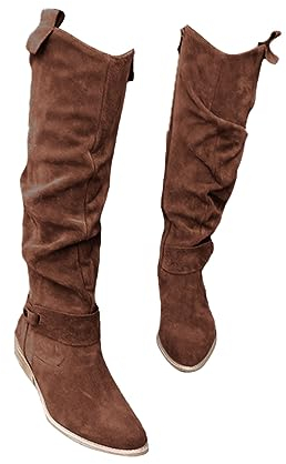 Onsoyours Donna Stivali Classico Plateau Tacco Alto Stivali al Ginocchio D Marrone Scuro 38 EU