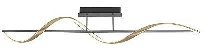Paul Neuhaus LED Leuchte Q-Swing Smart Home, 1x 24W dimmbar warmweiß – kaltweiß, Alexa kompatibel, Fernbedienung, geschwungenes Design (Deckenleuchte, Anthrazit/Messing)