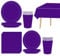 69 pièces Violet Vaisselle Jetable,Comprend Assiettes Carton Jetable Tasses Serviettesr en Papier et Nappe,Kit Decoration Anniversaire Fêtes Pique-niques Mariage Noël,Biodégradables,Recyclable