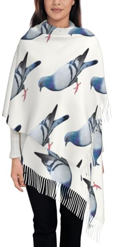 OPSREY Bär tanzender Batikdruck, weiches Kaschmir-Gefühl, Fransen, Schal, Schal, Quaste, Schal, Taube, One size