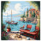 cukol cukol Kreuzstich Set Vorgedruckt Küstenlandschaft, Stickvorlagen Stickbilder Vorgedruckt Kreuzstich Stickpackungen Stickpackung, Cross Stitch Embroidery Kit Stickset Sticken Erwachsene Anfänger