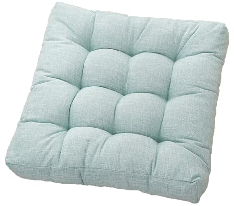TENAGE Bodenkissen-Hocker, quadratisches Bodenkissen zum Sitzen, Meditationskissen aus Baumwolle und Leinen, Dicke getuftete Kissen für Wohnzimmer, Yoga, Schlafzimmer, Sofa 53cm/20in lightblue