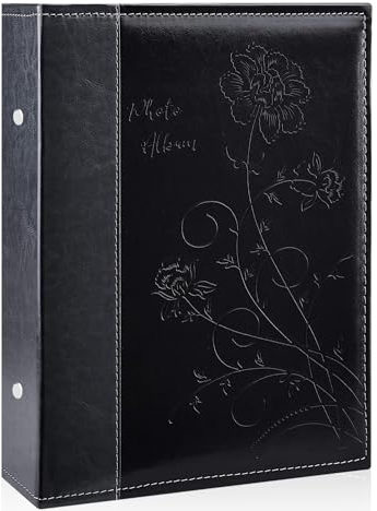 Miaikoe Álbum de fotos de 10 x 15 cm, 300 fotos, gran capacidad, cubierta de piel, para 300 fotos horizontales de 10 x 15 cm, para bodas, familia, color negro