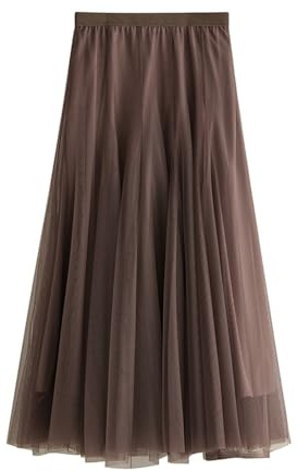 kinstell High Waist A-Line Midi Skirt, One Size, Lighte Coffee for Women