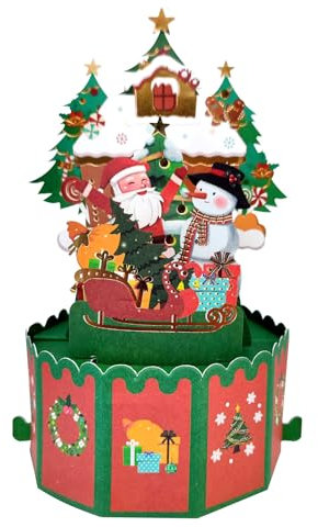 scicent 3D Weihnachtskarten Pop-Up Karte Weihnachten 3D Grußkarte mit Umschlag Premium Papier Popup Weihnachtsmann Karte Ideal für Familie Freunde Weihnachtsgrüße - 20211