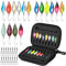 Realure 16 Pcs/3 Sizes Fishing Spinners Set with Storage Box & Rolling Swivels and Clips 2.5g 3.5g 5g Spoons Lures Multicolor Metal Baits for Sea Bass Pike