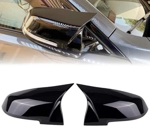 1 Paar Auto Spiegelkappen Rückspiegelgehäuse, Abdeckungen Seitenspiegel Türspiegelabdeckungen für BMW 1er F20 F21/2er F22 F23 F87/3er F30 F31 F34/4er F32 F33 F36/i3 I01/X1 M2 X1 E84 (Glänzend Schwarz)