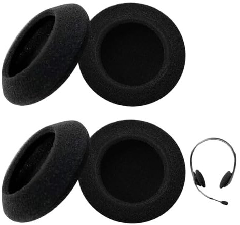 VZU 2 Paar Kopfhörer Ohrpolster Ersatz für Logitech H330 H340 H390 H600 H609 H760, Schaumstoff Polster, Atmungsaktiv, Effektive Schalldämmung, Schwarz, 5cm, Headset Kopfhörer Schutzüberzug
