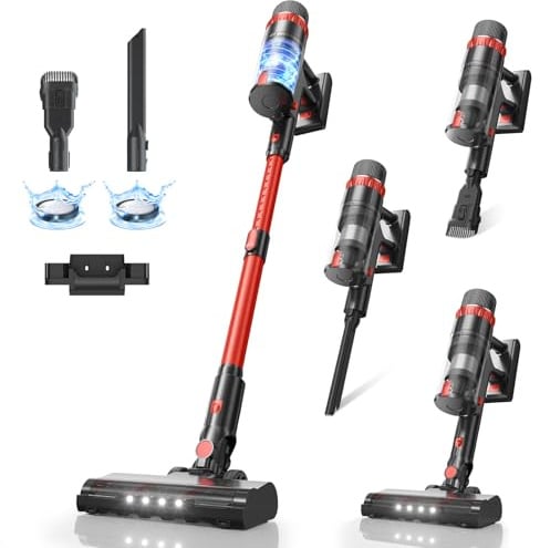 VENHIDELY Aspiradora sin Cable 48KPa/530W/70Min, Pantalla Táctil LED, Cepillo Anti-Enredo Mejorado, 1.5L Aspirador Escoba Vertical Autoportante, Ideal para Suelos Duros, Alfombras y Pelos de Mascotas