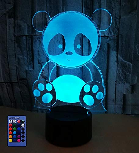 HPBN8 Ltd 3D Panda Lampe USB-Strom Fernbedienung 7/16 Farben Optische Täuschung 3D LED Lampe Formen Kinder Schlafzimmer Nachtlicht Geburtstag Weihnachten Geschenke