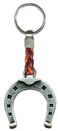 Schlüsselanhänger Schlüsselring Hufeisen an Lederband - EIN besonderes Schmuckstück, das Glück bringt 8 cm Plus Ring 2,5cm