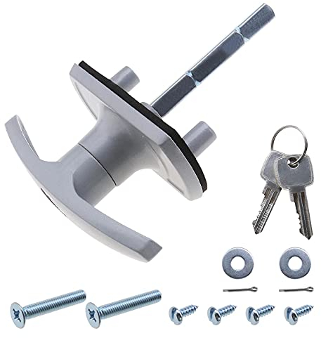 Serratura a T per porta del garage, con perno quadrato da 18 mm, compatibile con Henderson, colore: argento