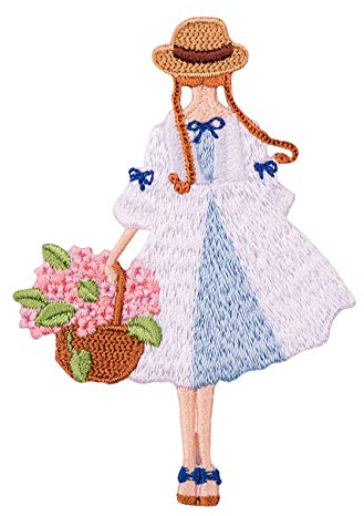 Patches zum Aufbügeln Blume Buegelbilder Bestickte Patches Sticker Gestickte Aufnäher Applikation für DIY Kleidung Jeans T-Shirt Jacken Rucksäcke (Junges Mädchen)
