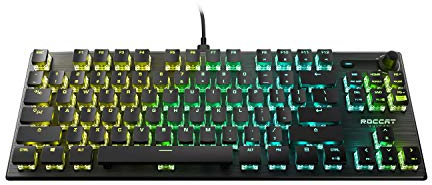 ROCCAT Vulcan TKL Pro Tenkeyless Linear Optical Titan Switch PC Gaming Keyboard with Per-key AIMO RGB Lighting, Anodized Aluminum Top Plate, and Detachable USB-C Cable, Black