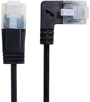 xiwai Câble Ethernet RJ45 ultra fin Cat6 - Coudé à gauche vers droit réseau UTP patch 90 degrés LAN pour ordinateur portable, routeur, TV Box (2 m)