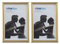 Relaxdays Bilderrahmen 2er Set, 10x15 cm, Passepartout 9x13 cm, Glasscheibe, Fotorahmen zum Stellen & Hinhängen, Gold