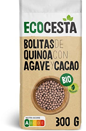 ECOCESTA MEJOR CADA DIA - Bolitas Ecológicas de Quinoa con Agave y Cacao - 300 g - Aptas para Consumo Vegano - Ayuda a Controlar tu Peso - Apta como Desayuno o Tentempié