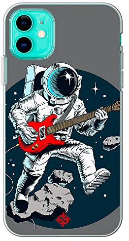 Movilshop Case for [ iPhone 11 ] Music Design [ Space Guitar ] Flexible Silicone Gel Case Cover for Smartphone.
