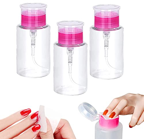 Nail Polish Remover Pump Bottle Dispenser 150ML Push Down Cleanser Bottle Travel Empty Liquid Container for Nail Varnish Remover & Makeup Remover Nail Art Tool (3 Pack)
