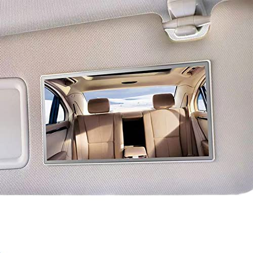 Car Sun Visor Mirror, Vehicle Cosmetic Makeup, Automotive Self-Adhesive Vanity for Truck, SUV(Rect) Silver Square