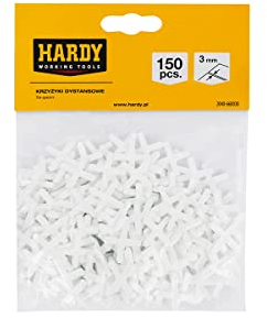 HARDY WORKING TOOLS Tile Kreuze, Fliesenkreuze - Fliesenzubehör, Fliesenverlegehilfe, Fliesen-Abstandshalter, Fugenkreuze, Kunststoffkreuze, Fliesenfugen - 3 mm - Packung mit 150 Stück
