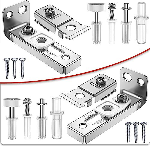 ATONG Bifold Door Hardware Repair Kit - 2 Pack Repair Replacement Parts for 7/8 to 1 Track, Folding Pocket Door Replacement Parts Set Include Top Bottom Pivots Bracket and Guide Wheel
