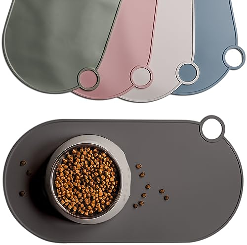 ne&no Tapis de gamelle en Silicone | pour Chats et Petits Chiens | Tapis de gamelle pour Chat imperméable | Tapis de Nourriture antidérapant | Tapis en Silicone avec Boucle de Suspension 49 x 25 cm
