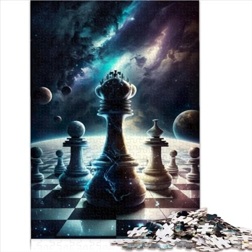 Puzzles for Adults & Kids 1000 Piece Jigsaw Puzzles For Adults Battle of Kings Chess Wooden Puzzle for adults is ideal as a gift for the whole family challenging (50x75cm)