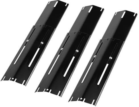 SWAWIS 3 Set 29.8-53.3cm Plaque Chauffante Universelle pour Grill, Acier Inoxydable 430 Dompteur de Flammes Réglable pour BBQ, pour Landmann Outback Brinkmann(Noir)