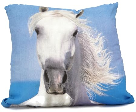 EANAGO 2er-Packung Kissen-Bezug >Pferd< 40x40 cm - Kissen-Hülle aus Baumwolle - Deko Geschenk Wohnen - Dekoration Kinderzimmer Mädchen