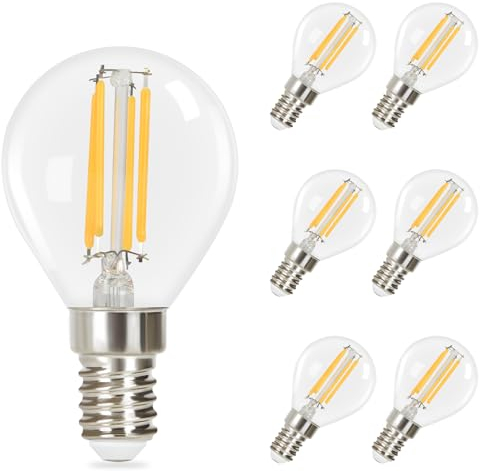GBLY 6er LED Glühbirne Lampe: E14 Vintage Edison Glühlampe Warmweiß Filament Leuchtmittel G45 2700K Bulbs 4W Retro Birne Hochwertiges Glas Energiesparlampe für Hotel Café Haus Bar