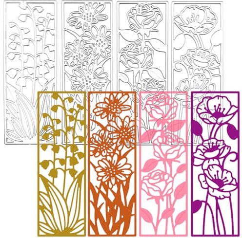 4 PCS Flower Frame Cutting Dies for Card Making Flower Cutting Dies, DIY Scrapbooking Arts Craft Decorative Embossing Paper Dies Card Making