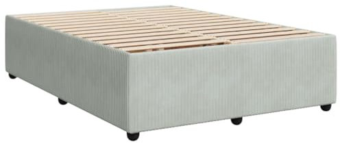 vidaXL Cadre de lit Gris Clair 160x200 cm Velours, sommier, Cadre de lit Plateforme, Cadre de lit rembourré, Meuble de Chambre à Coucher