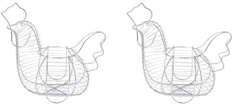 TOPINCN 2 Cestas de Alambre de Metal para Huevos, Cestas de Alambre con Asa, Cestas de Almacenamiento de Estilo Vintage