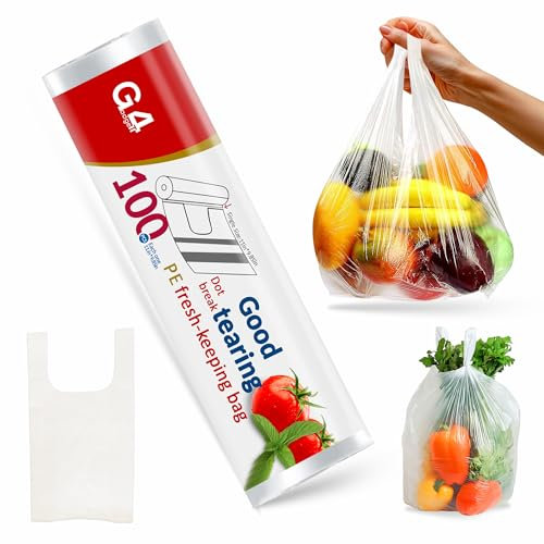 G4GADGET 100 Pack Clear Food & Freezer Bags with Tie Handles – Strong, Leak-Proof Plastic Bags for Storage, Meal Prep & Travel – Durable, Food-Grade for Freshness